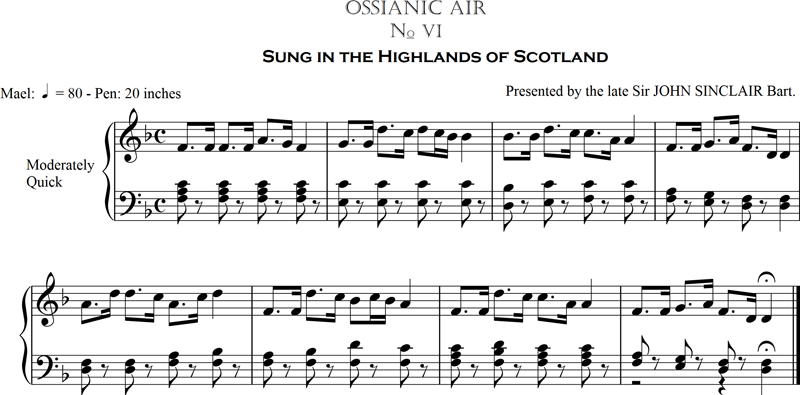 Ossianic Air, Sung in the Highlands of Scotland