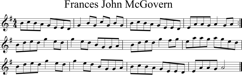 Frances John McGovern; Reel.